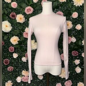 SKIMS Cotton Jersey Long Sleeve Tee in Cherry Blossom